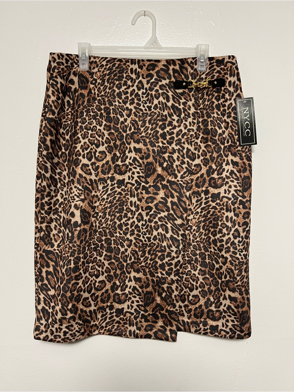 New York & Company Women Leopard Print Pencil Skirt Stretch Brown Large med New